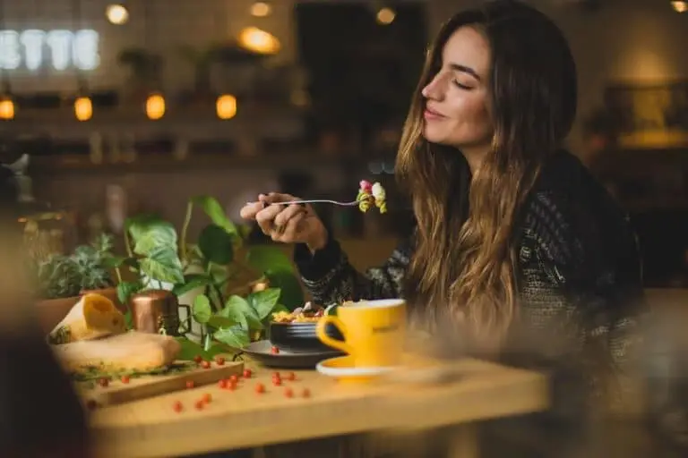 woman enjoying healthy meal